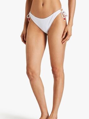 NWT FISCH ‘Hani Pearl Embellished Seersucker Bikini Briefs’ in White Size XL